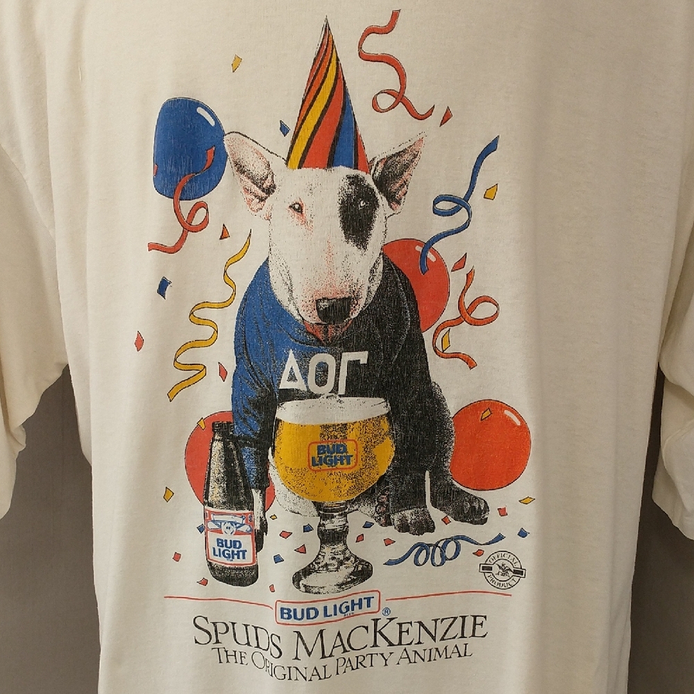 Vintage Spuds MacKenzie Party Dog for Bud Light Large Sleep T Shirt 55chest 38lg